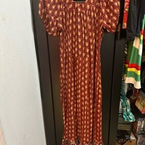 Luxology Maroon and Yellow Floral Dress